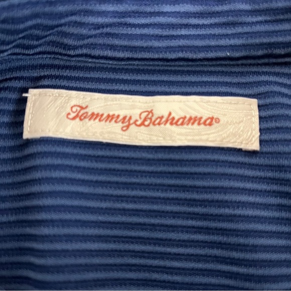 Tommy Bahama Polo Shirt Mens Large Blue Modal Blend Striped Short Sleeve (745) - Picture 7 of 8